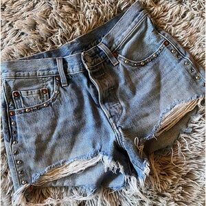 Studded Levi’s 501 denim shorts